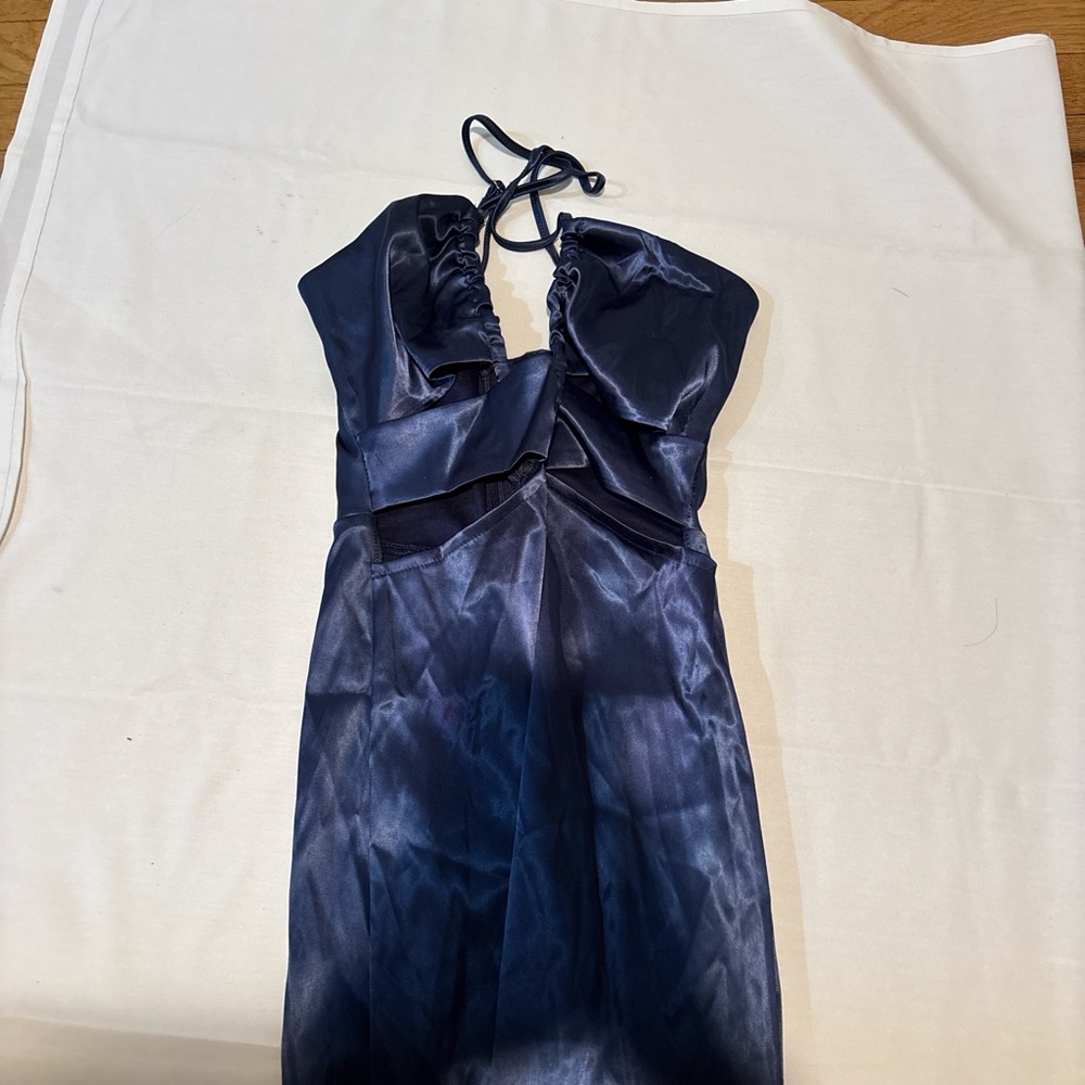 Elegant Navy Halter Dress